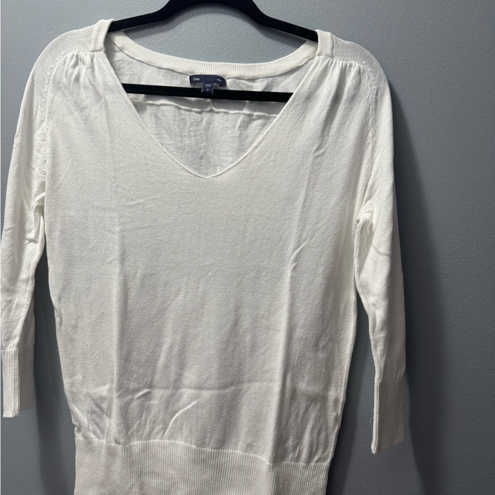 Women's White V-Neck Top